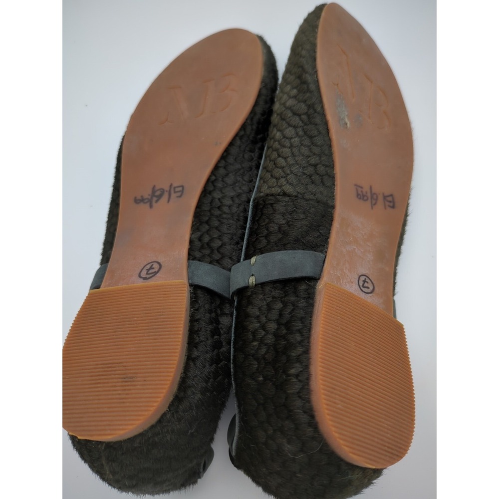 Anthropologie Matt Bernson Calf Hair Flats Womens 7.5 Black Textured Geometric - Picture 7 of 16